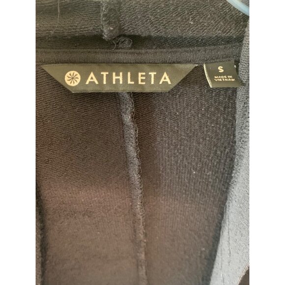 ATHLETA Black Nirvana Long Ribbed Sleeve Open-Front Knit Hoodie Cardigan Small - Picture 5 of 10